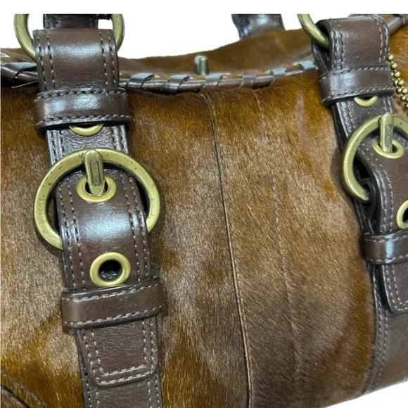 Coach Rare Limited Chelsea Abbey Calf Hair Satchel Brown Leather Laced Bag - Picture 10 of 14